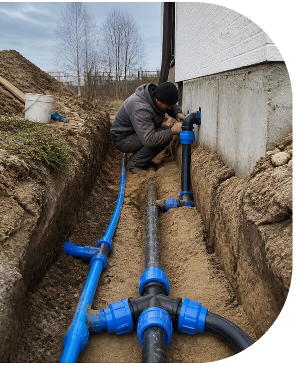 Монтаж наружного водопровода на участке под ключ в Ленинске-Кузнецком